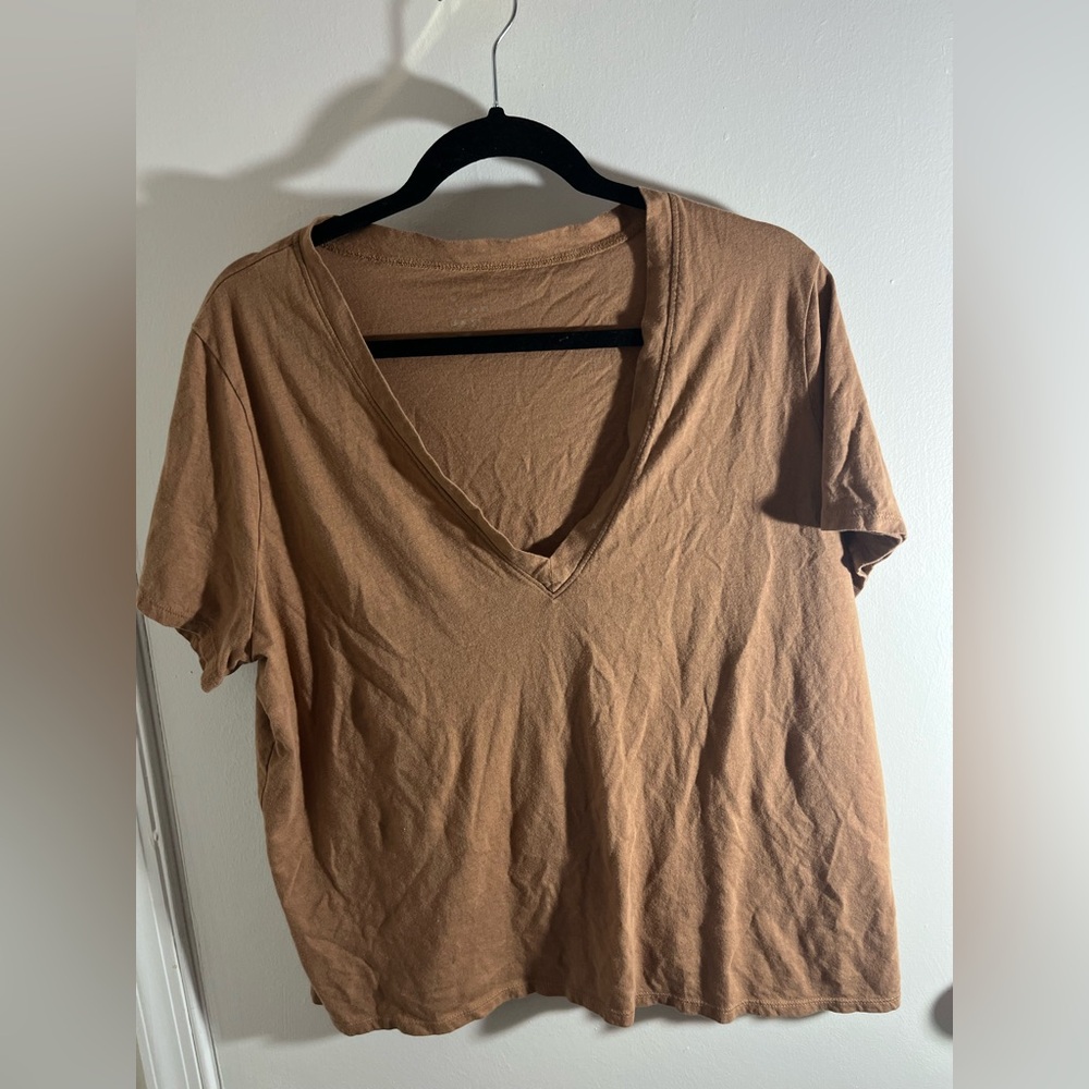 V-Neck Tan Women's Top - Picture 3 of 6